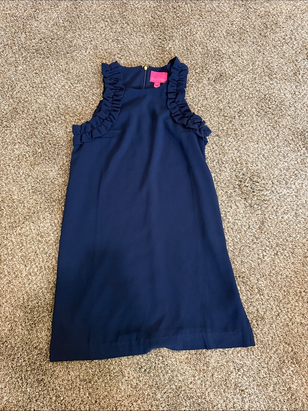 Lilly Pulitzer Navy Ruffle-Shoulder Shift Dress